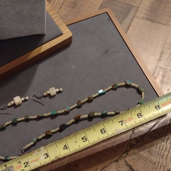 Sterling Silver Turquoise Necklace & Earrings - Picture 9 of 10